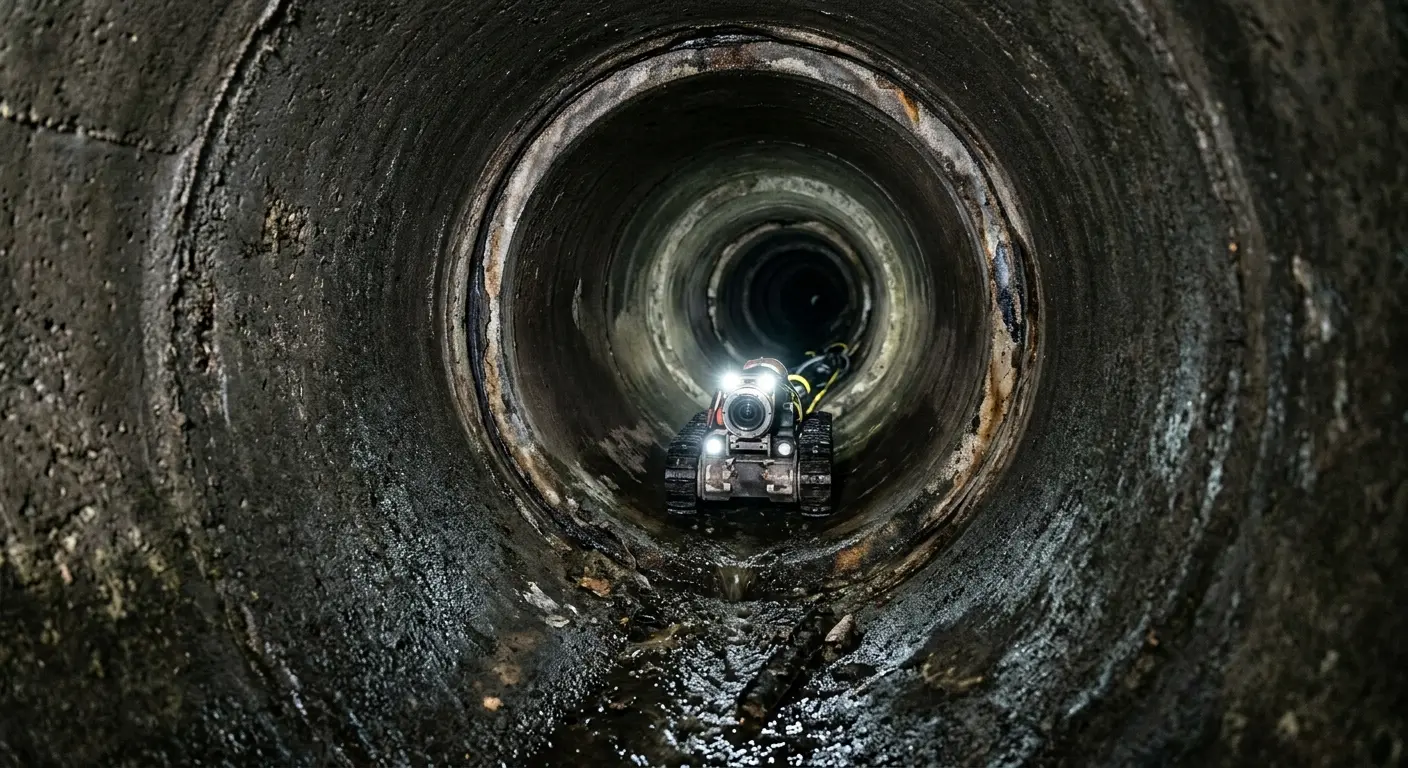 Robotic sewer camera inspecting pipe interior for Drain Snake Service in Inglewood